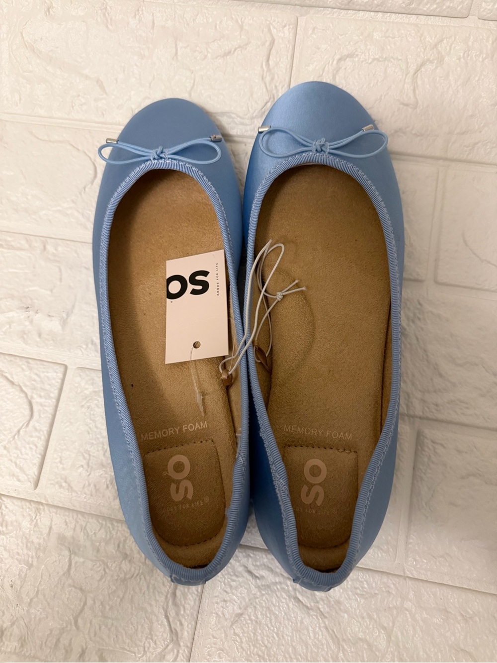 SO Light Sky Blue Ballet Flats with Bow Detail